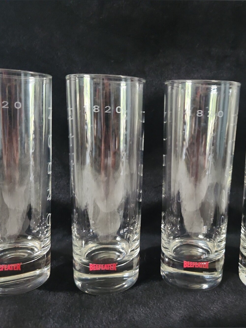BEEFEATER 1820 London Dry Gin 10oz Etched Highball Glass Barware set of 4